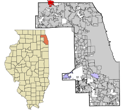 Cook County Illinois incorporated and unincorporated areas Barrington highlighted